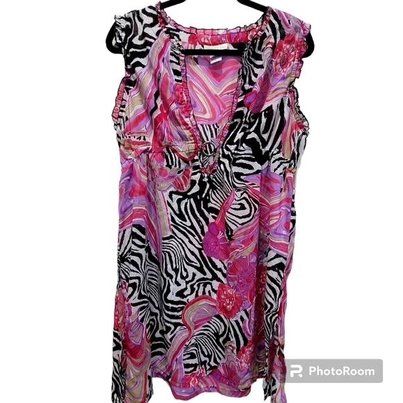 Pineapple Cove XL Midi Kimono Coverup Zebra Print Hot Pink - Picture 1 of 7